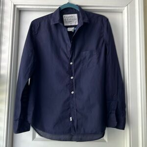 Frank & Eileen dark purple ‘Eileen’ blouse, xs, subtle sheer with stripes